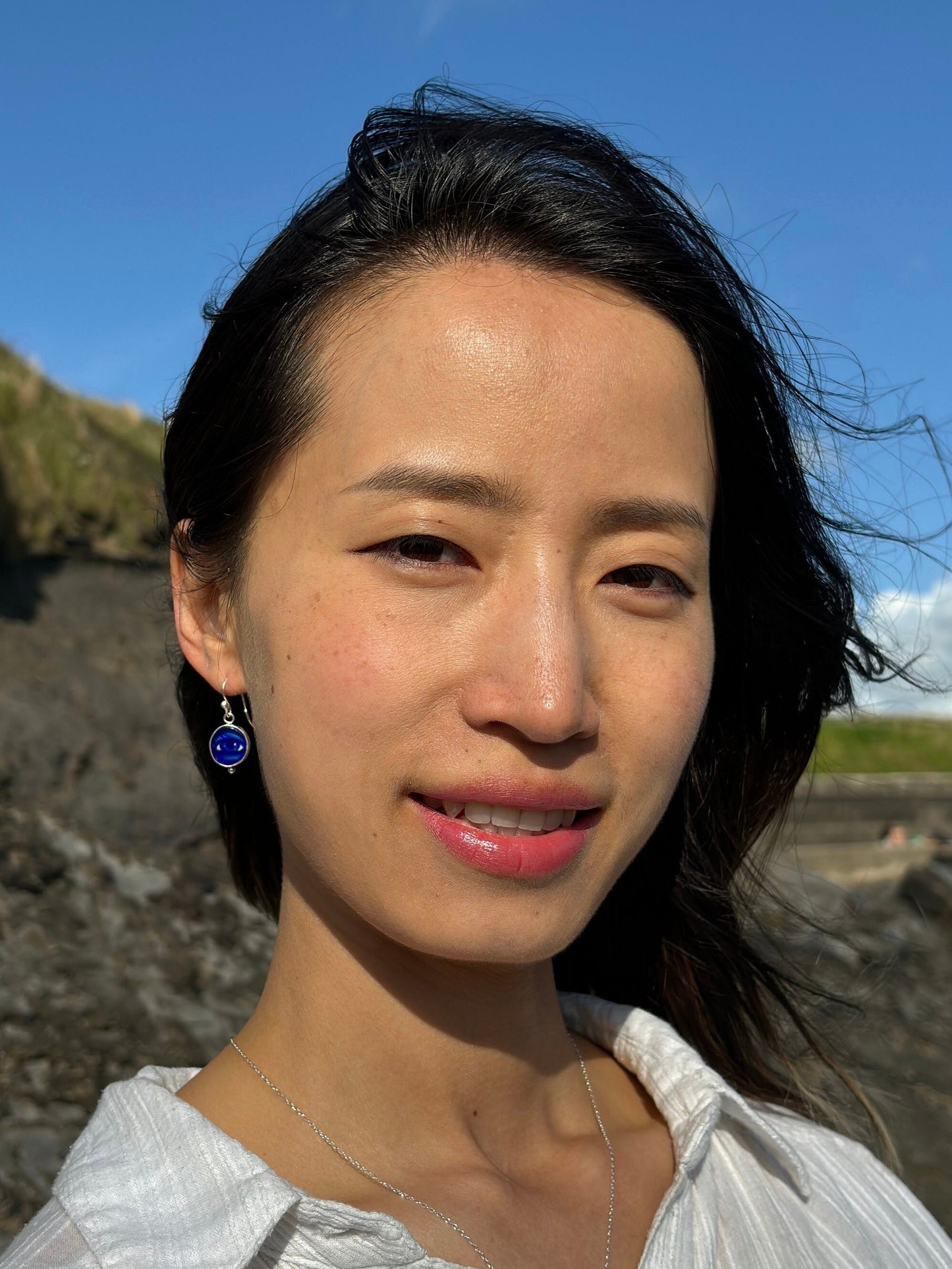 Blue Eye Drop Earrings