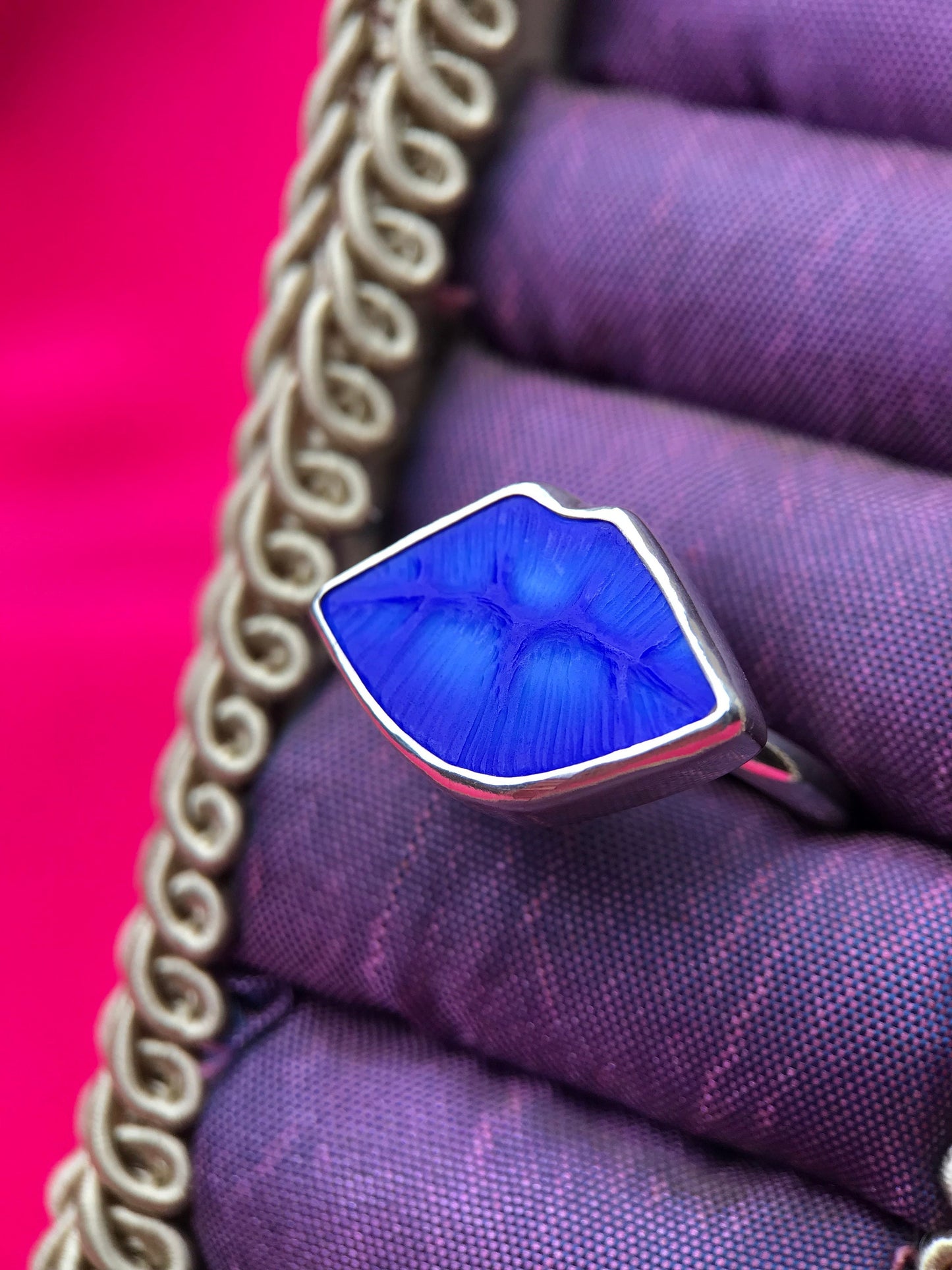 Deep Blue Lip Ring, Size N 1/2